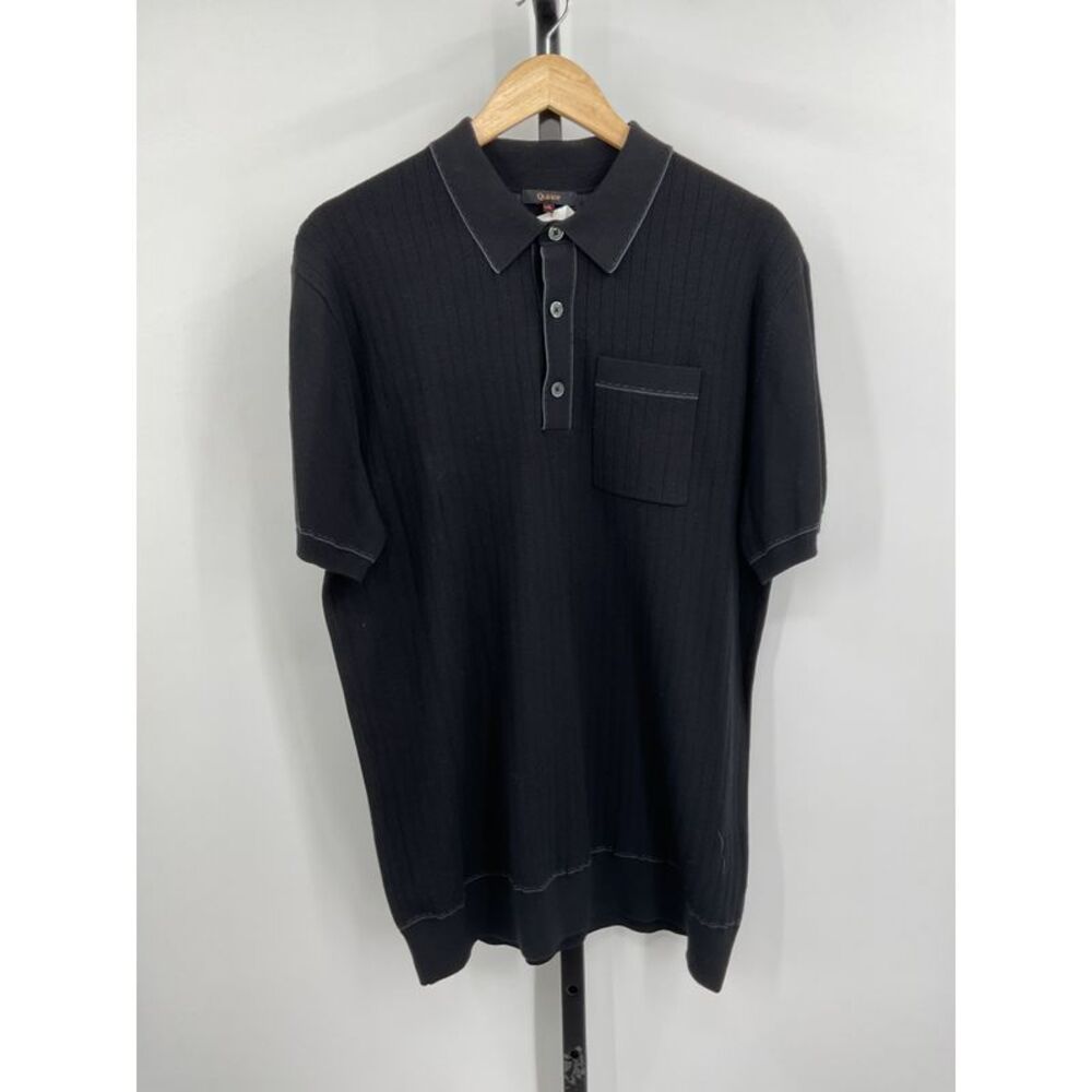 Quince Men's Organic Cotton-Silk Polo Sweater Charcoal Black XL